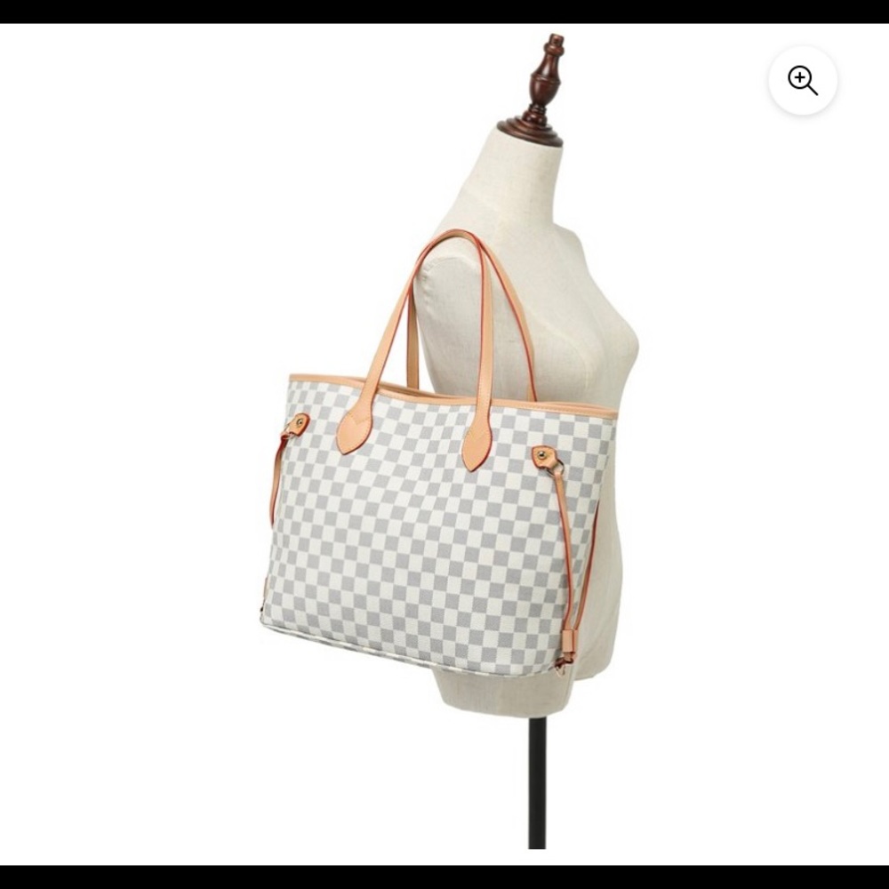 TWENTY FOUR Womens Cream Damier Style Tote